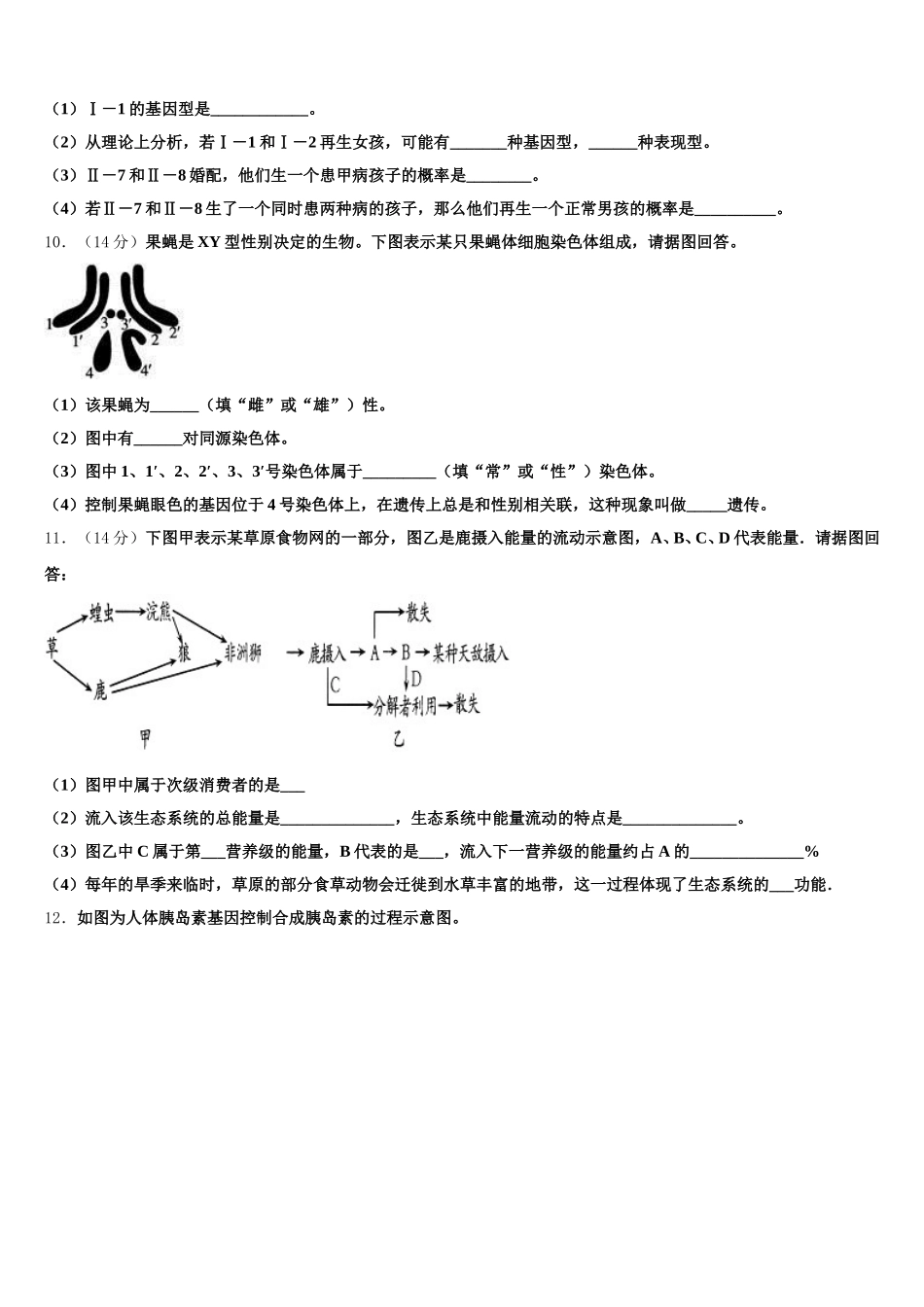 安徽省池州市东至县第二中学2025届生物高一第二学期期末统考模拟试题含解析_第3页