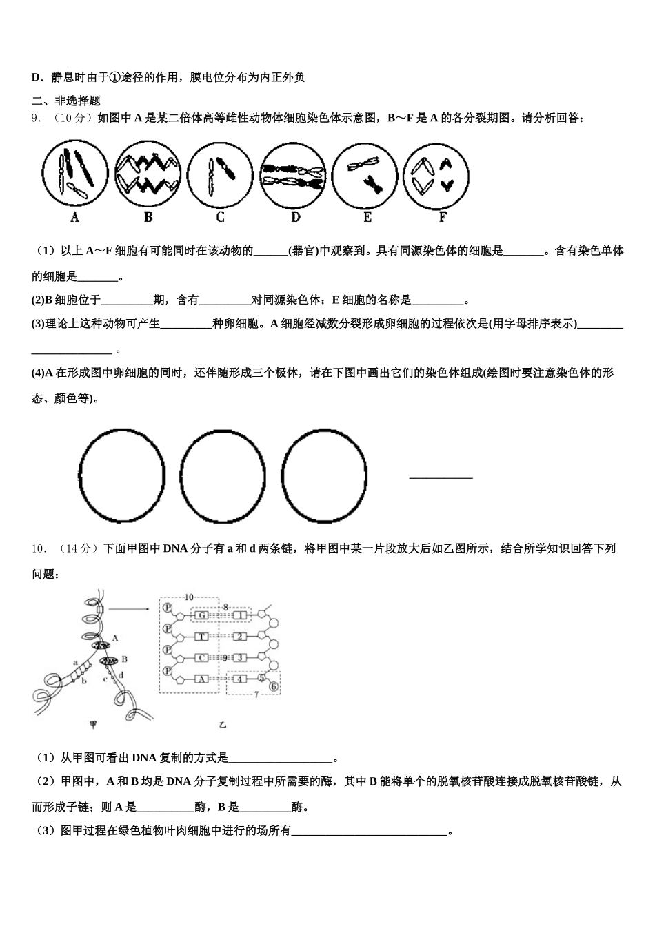 安徽省阜阳市颍上县第二中学2025年生物高一第二学期期末经典试题含解析_第3页