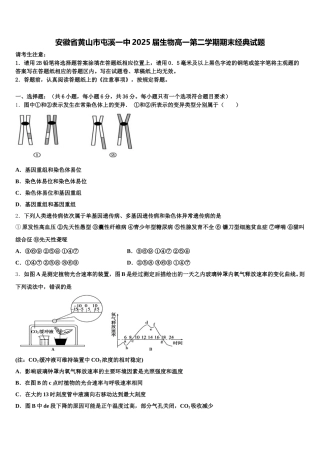 安徽省黄山市屯溪一中2025届生物高一第二学期期末经典试题含解析