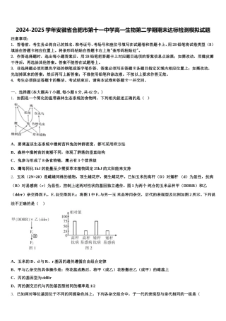2024-2025学年安徽省合肥市第十一中学高一生物第二学期期末达标检测模拟试题含解析