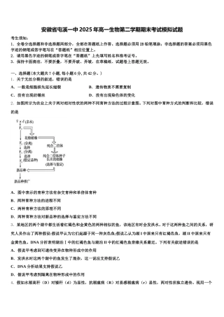 安徽省屯溪一中2025年高一生物第二学期期末考试模拟试题含解析