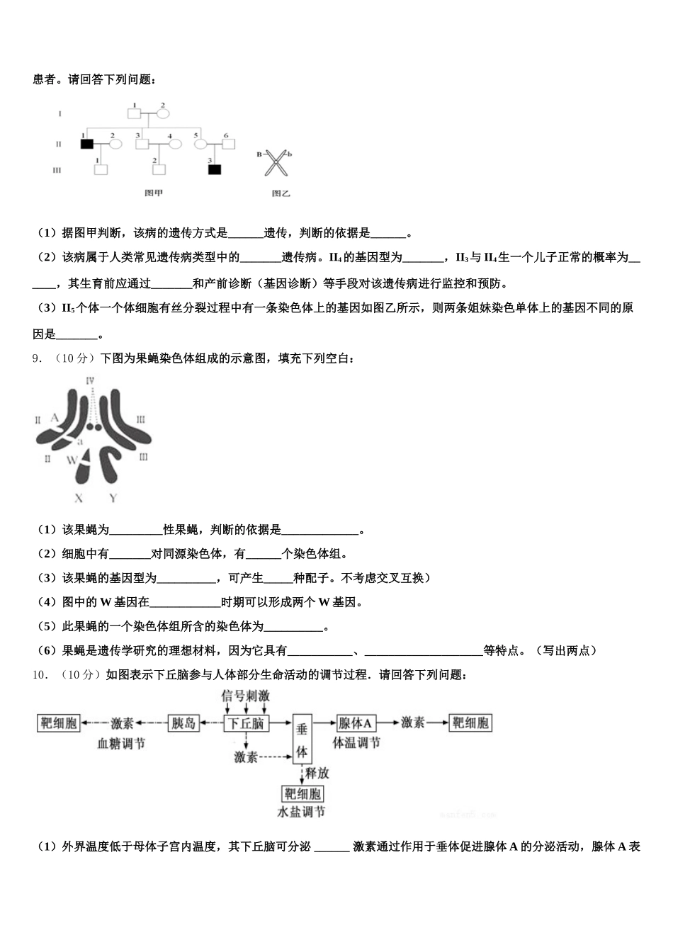 安徽省合肥市庐阳区第六中学2025年生物高一下期末教学质量检测模拟试题含解析_第3页