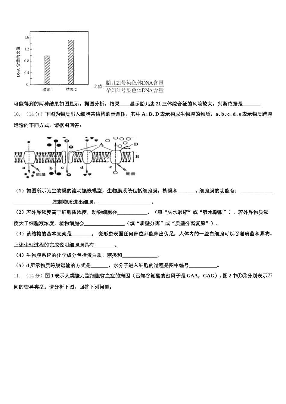 2025年安徽省滁州市来安中学生物高一下期末教学质量检测试题含解析_第3页