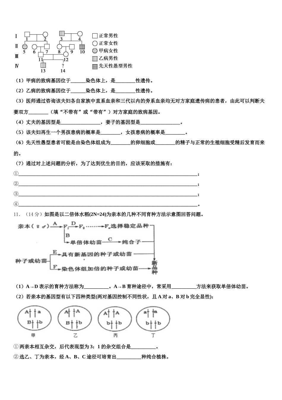 安徽省淮北一中、合肥六中、阜阳一中、滁州中学2024-2025学年生物高一下期末质量检测模拟试题含解析_第3页