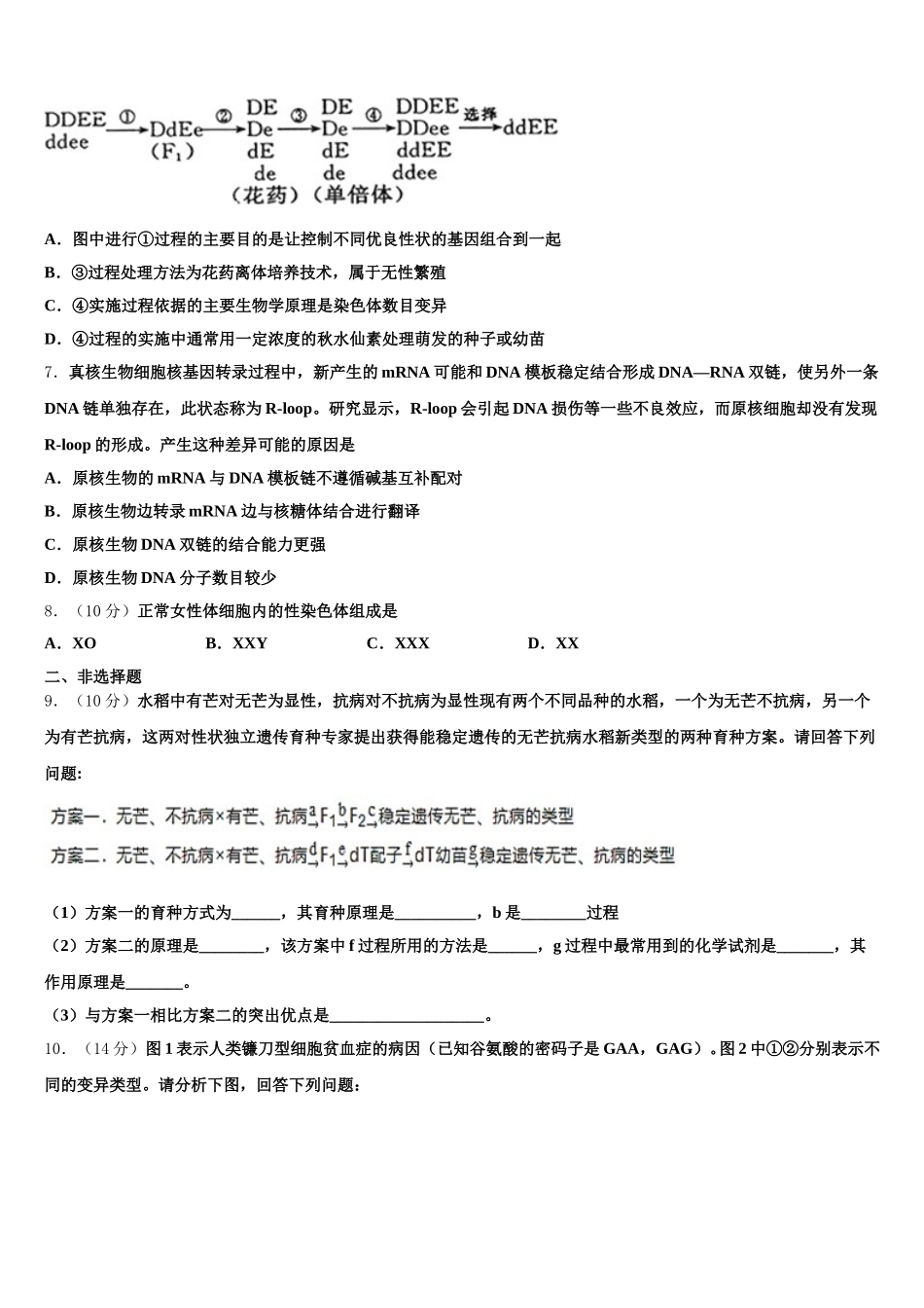 安徽省合肥市高升学校2024-2025学年高一生物第二学期期末学业质量监测试题含解析_第2页