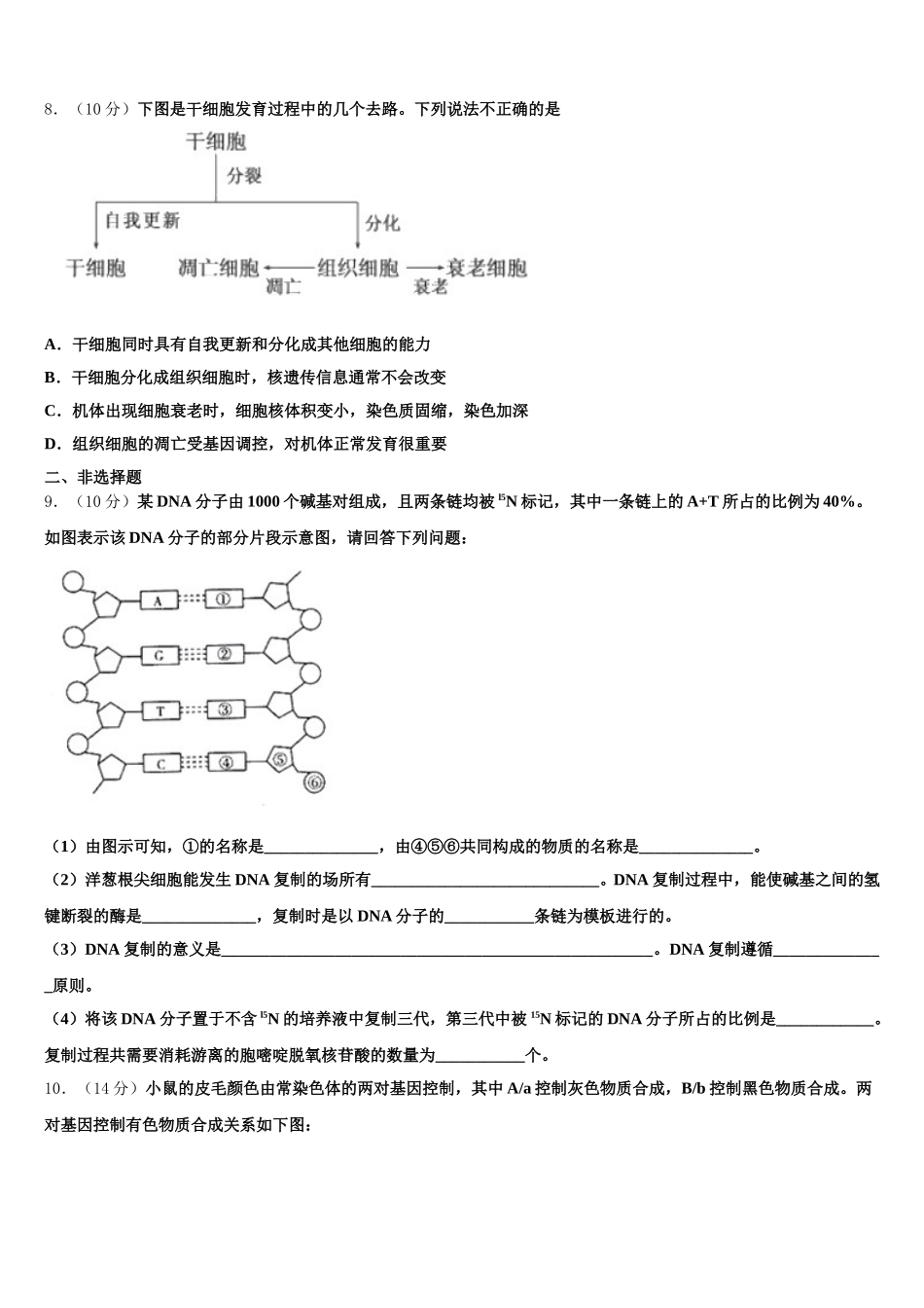 2025届安徽省白泽湖中学生物高一下期末考试模拟试题含解析_第2页
