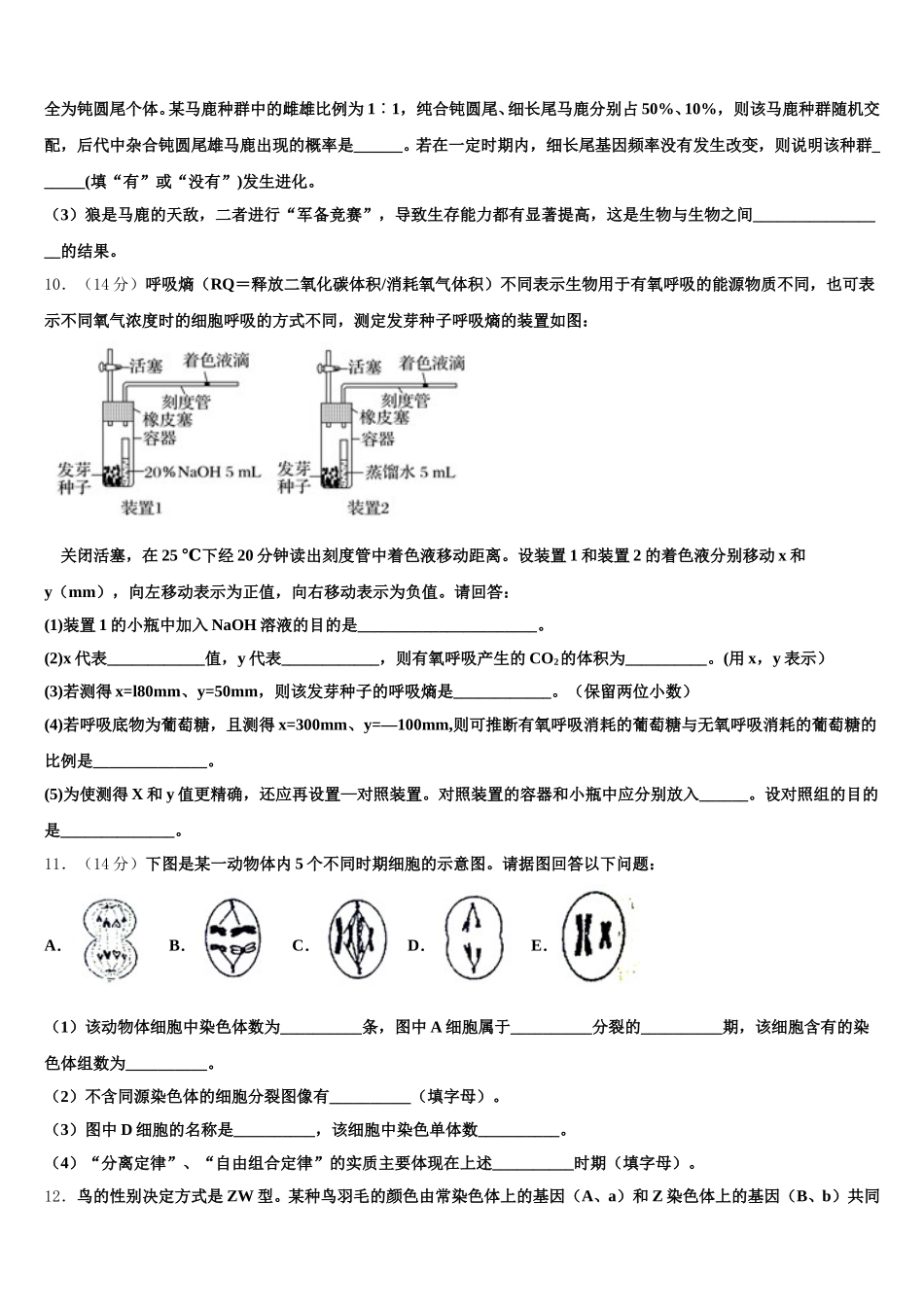 安徽省界首市2024-2025学年生物高一下期末统考模拟试题含解析_第3页