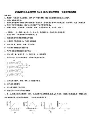 安徽省肥东县圣泉中学2024-2025学年生物高一下期末检测试题含解析