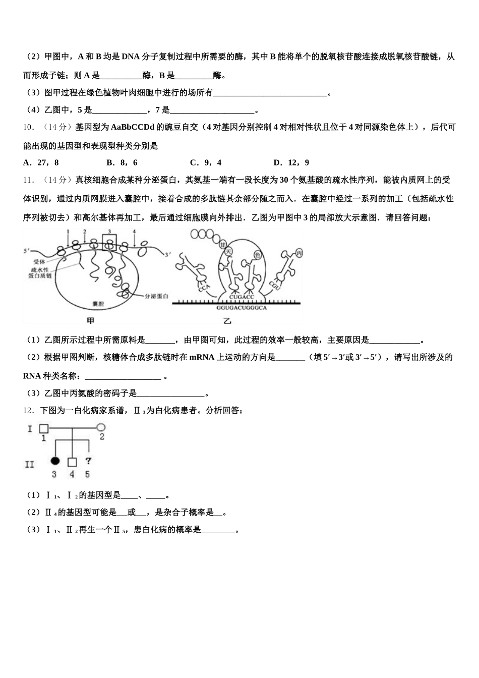 2025年安徽省休宁县临溪中学生物高一下期末统考试题含解析_第3页