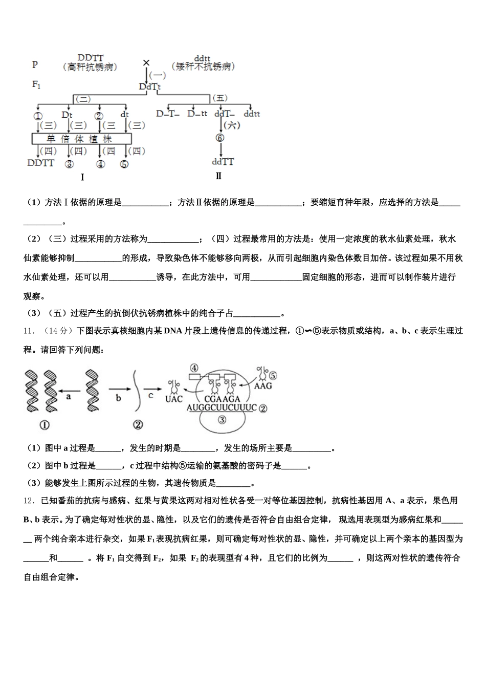 2025年安徽省亳州市利辛县阚疃金石中学高一生物第二学期期末考试模拟试题含解析_第3页