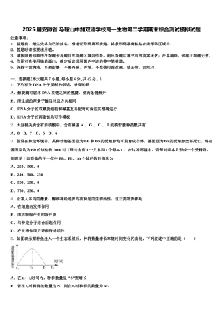2025届安徽省 马鞍山中加双语学校高一生物第二学期期末综合测试模拟试题含解析
