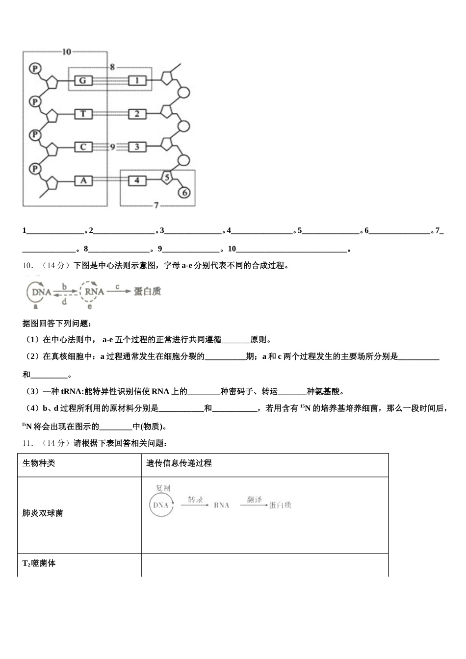 安徽省十大名校2025届高一生物第二学期期末经典试题含解析_第3页