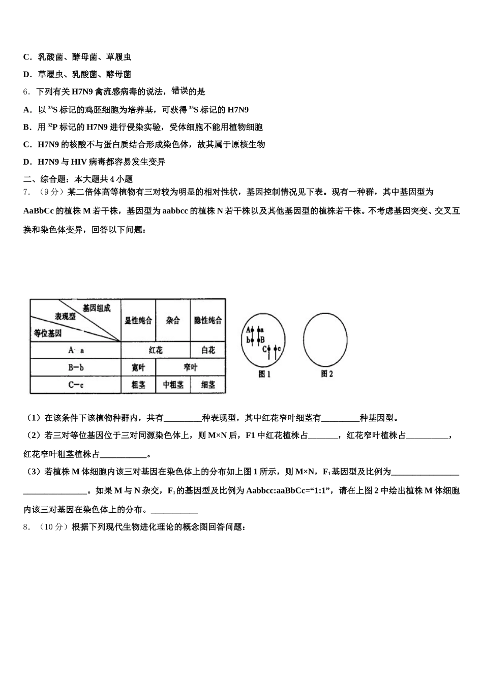 安徽省合肥市第二中学2025年高一下生物期末调研模拟试题含解析_第2页