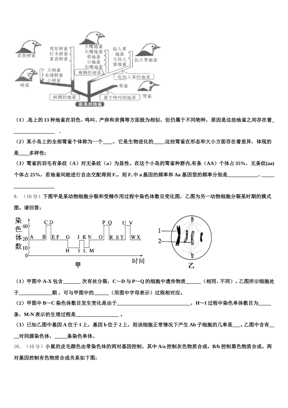 2024-2025学年安徽省亳州市利辛县阚疃金石中学生物高一第二学期期末监测试题含解析_第3页