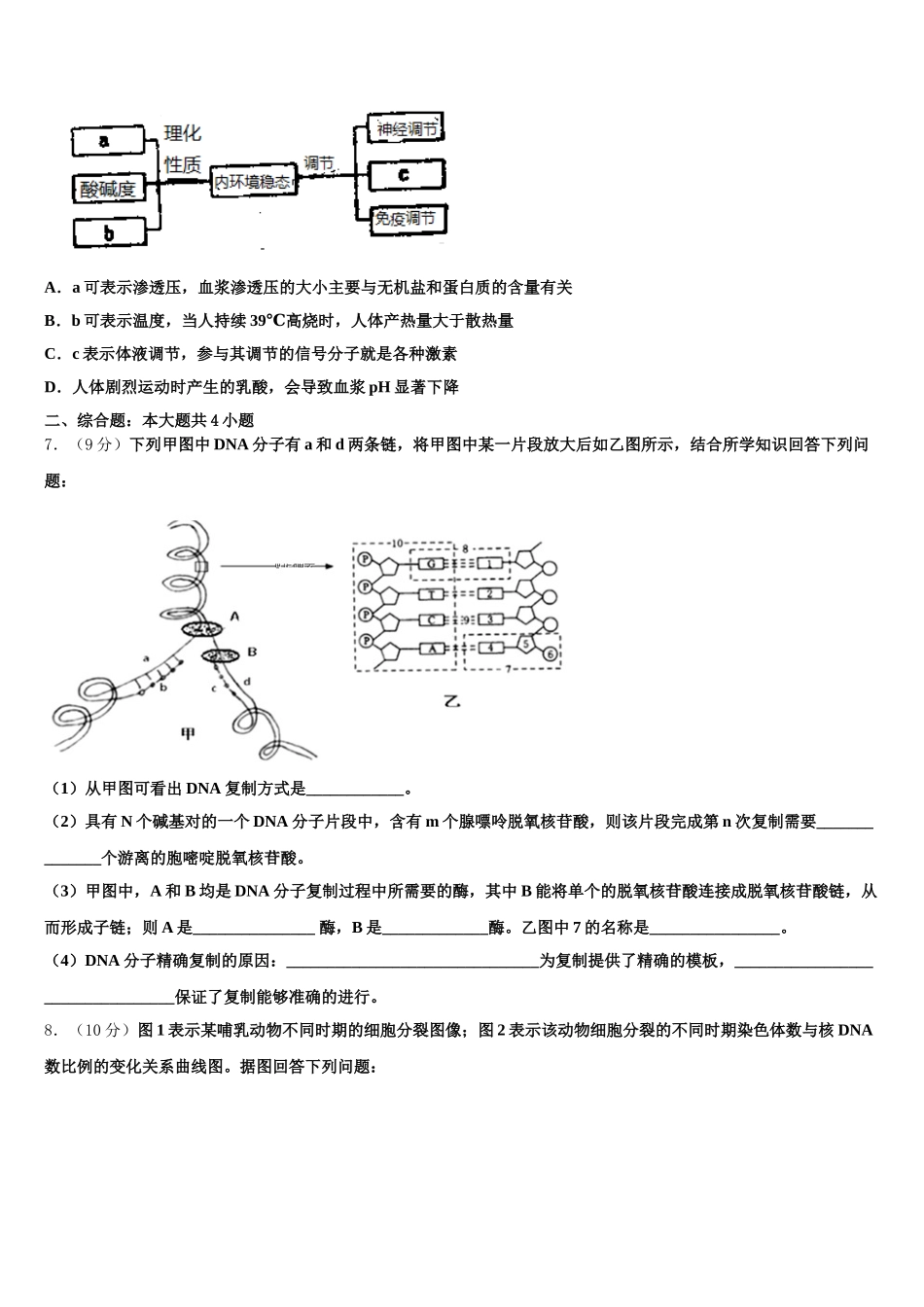 马鞍山市第二中学2025届生物高一下期末综合测试模拟试题含解析_第2页