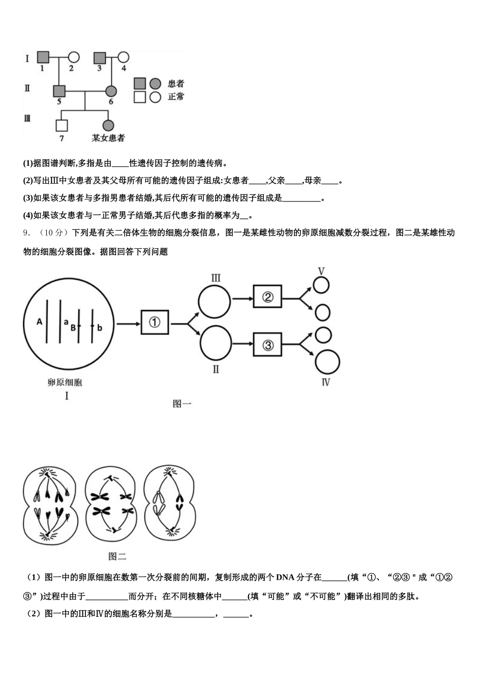 安徽省安庆第一中学2025届高一下生物期末学业水平测试试题含解析_第3页