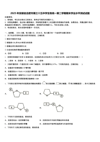 2025年安徽省合肥市第三十五中学生物高一第二学期期末学业水平测试试题含解析