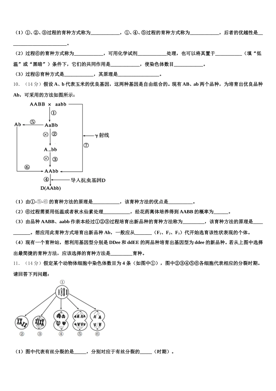 安徽省歙县中学2024-2025学年生物高一下期末综合测试模拟试题含解析_第3页