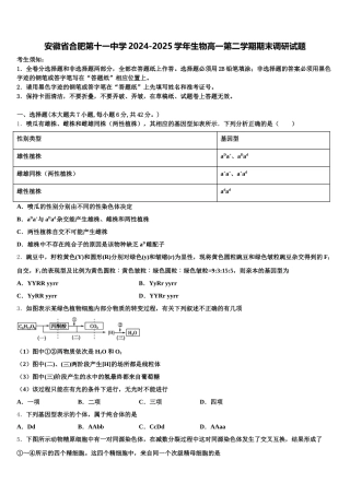 安徽省合肥第十一中学2024-2025学年生物高一第二学期期末调研试题含解析