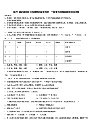 2025届安徽省宿州市时村中学生物高一下期末质量跟踪监视模拟试题含解析