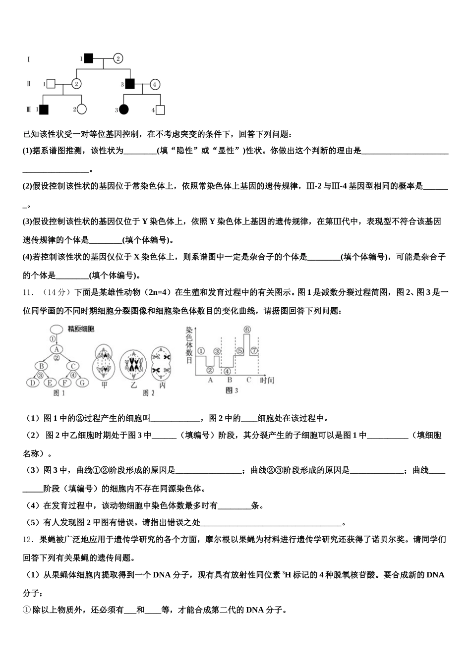 2025年安徽省定远县第二中学高一下生物期末教学质量检测模拟试题含解析_第3页