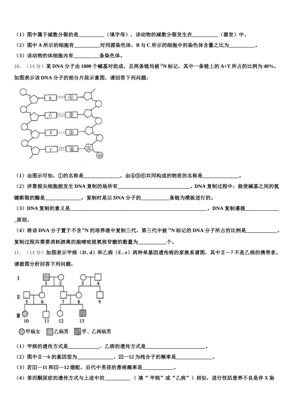 2025届安徽省泗县三中生物高一下期末联考模拟试题含解析_第3页
