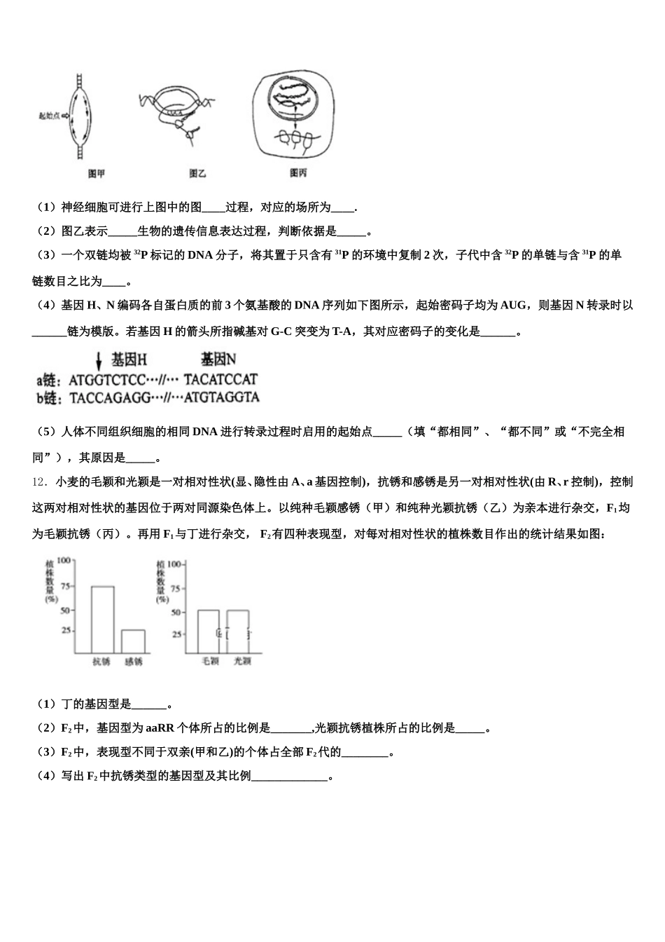 安徽省利辛一中2025届高一生物第二学期期末达标测试试题含解析_第3页