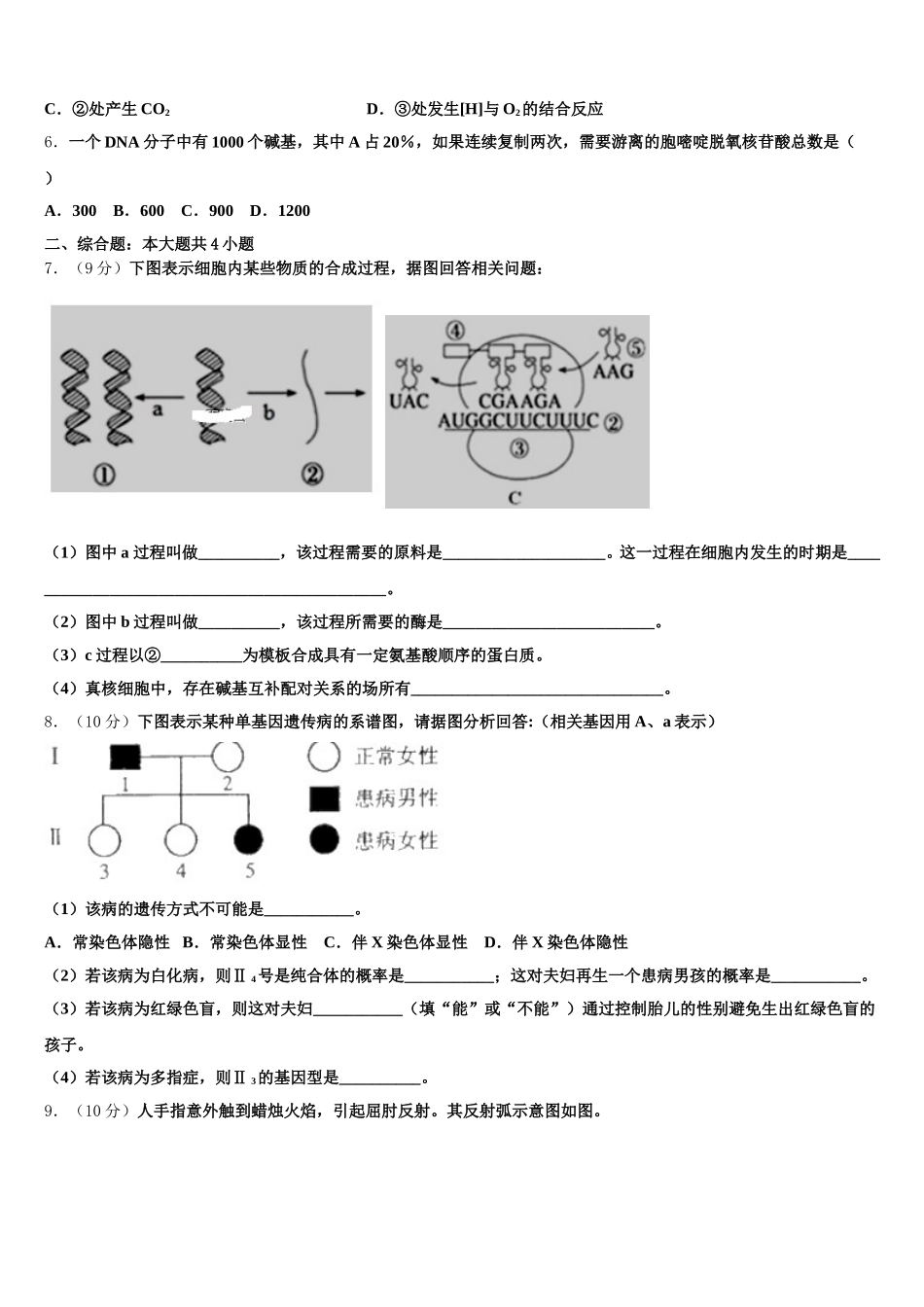 马鞍山市重点中学2024-2025学年高一下生物期末经典试题含解析_第2页