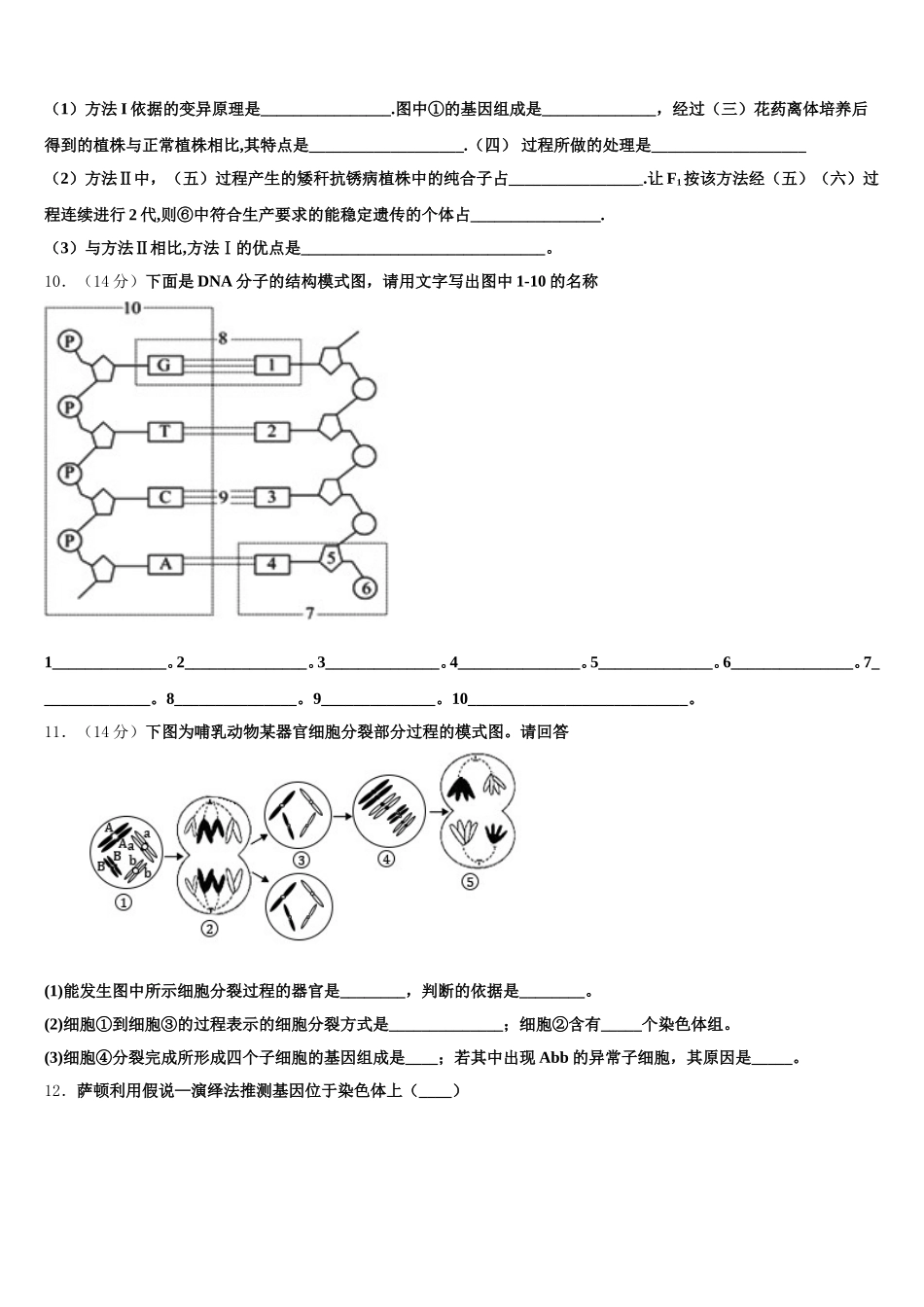 安徽省安庆市大观区第一中学2025届高一生物第二学期期末经典试题含解析_第3页