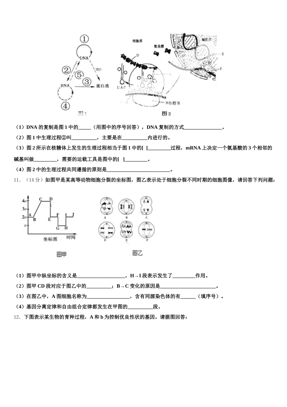 2025届安徽省淮北地区生物高一下期末考试试题含解析_第3页
