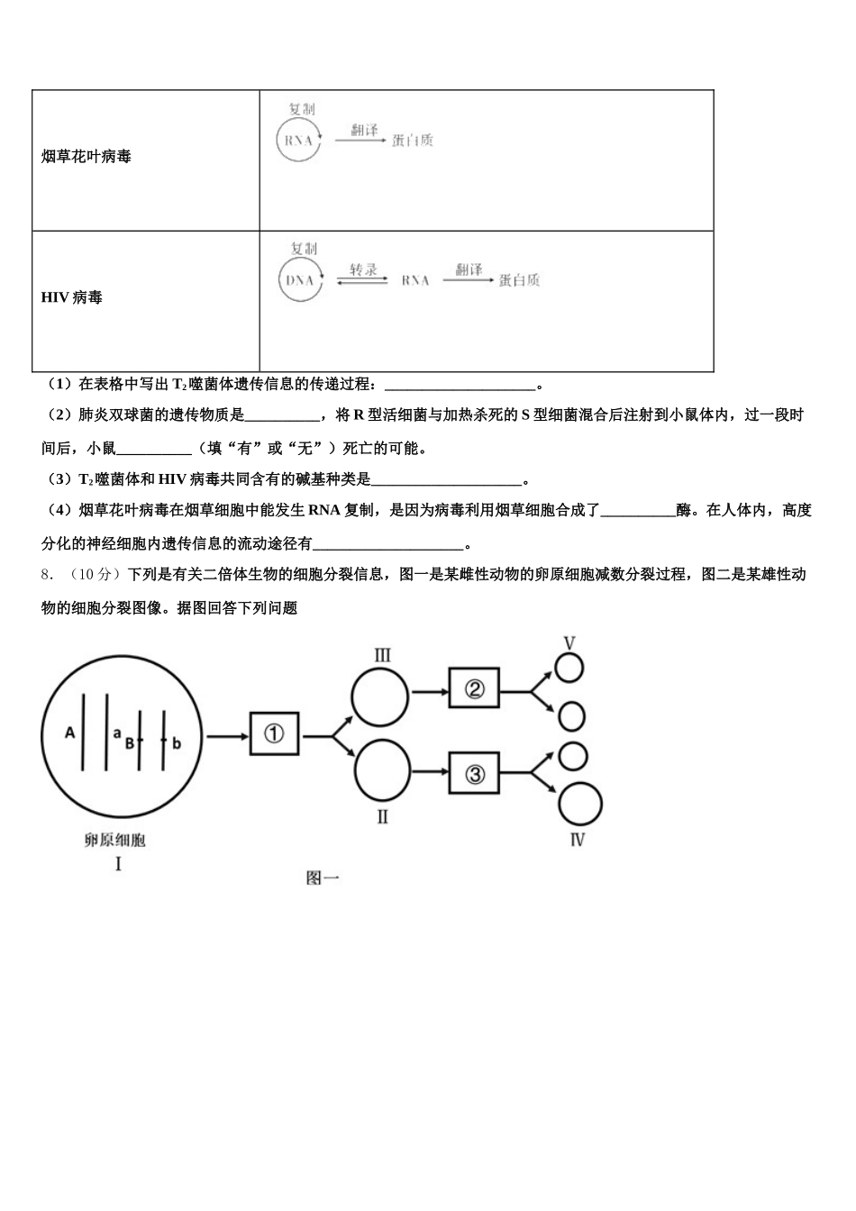 2024-2025学年安徽省三人行名校联生物高一第二学期期末考试模拟试题含解析_第3页