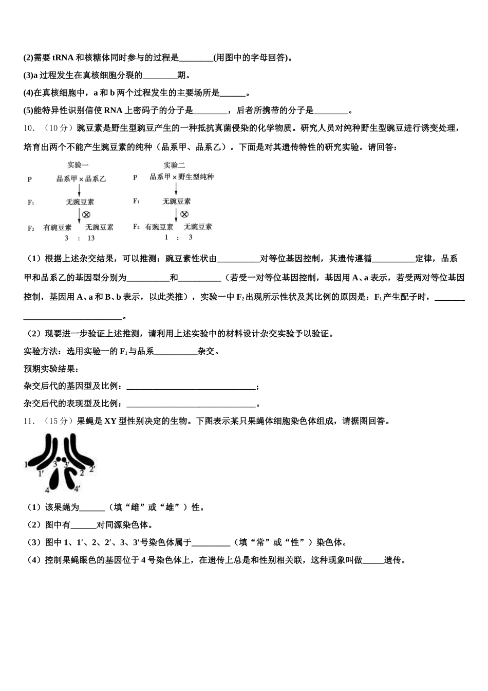 安徽省铜陵市第一中学2024-2025学年生物高一第二学期期末学业质量监测模拟试题含解析_第3页