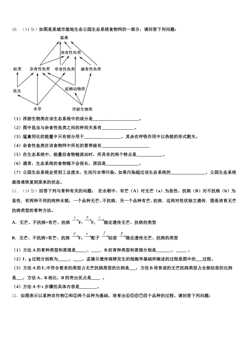 安徽省合肥市众兴中学2024-2025学年生物高一下期末达标检测试题含解析_第3页