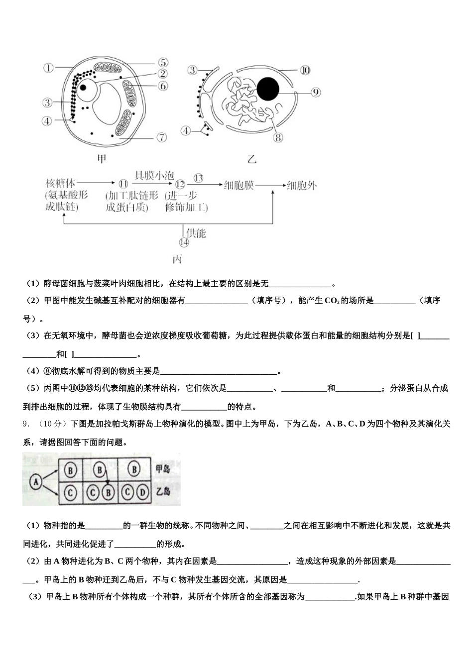 安徽省肥东县高级中学2025年高一下生物期末预测试题含解析_第3页
