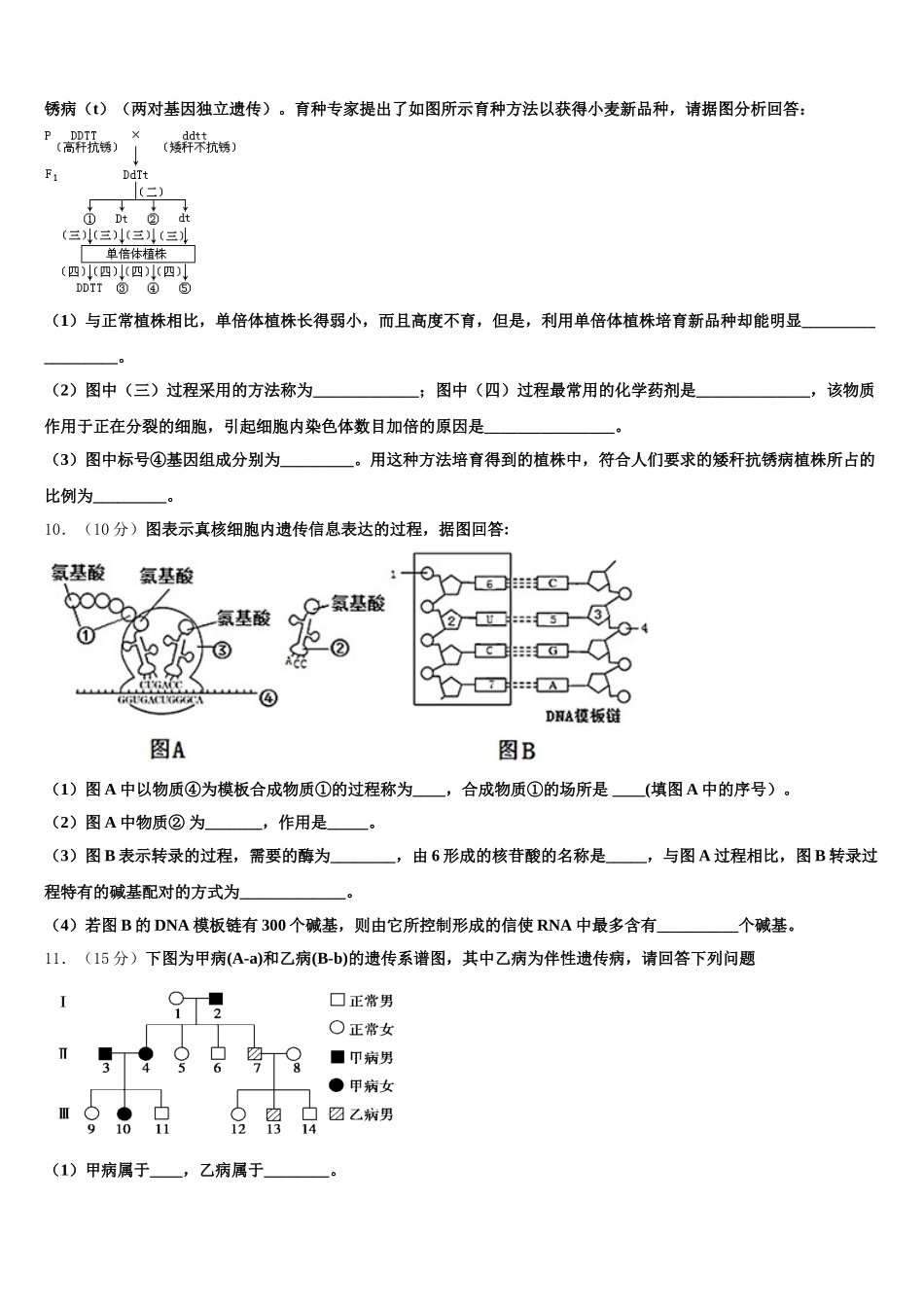 安徽省安庆市重点中学2025年高一下生物期末综合测试模拟试题含解析_第3页