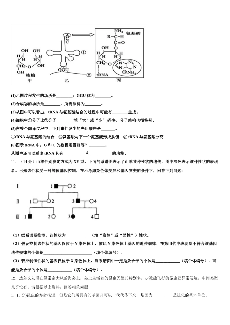 2025年安徽省铜陵市义安区铜都双语学校生物高一下期末经典模拟试题含解析_第3页