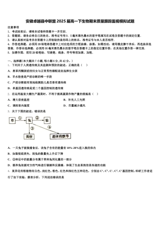 安徽卓越县中联盟2025届高一下生物期末质量跟踪监视模拟试题含解析