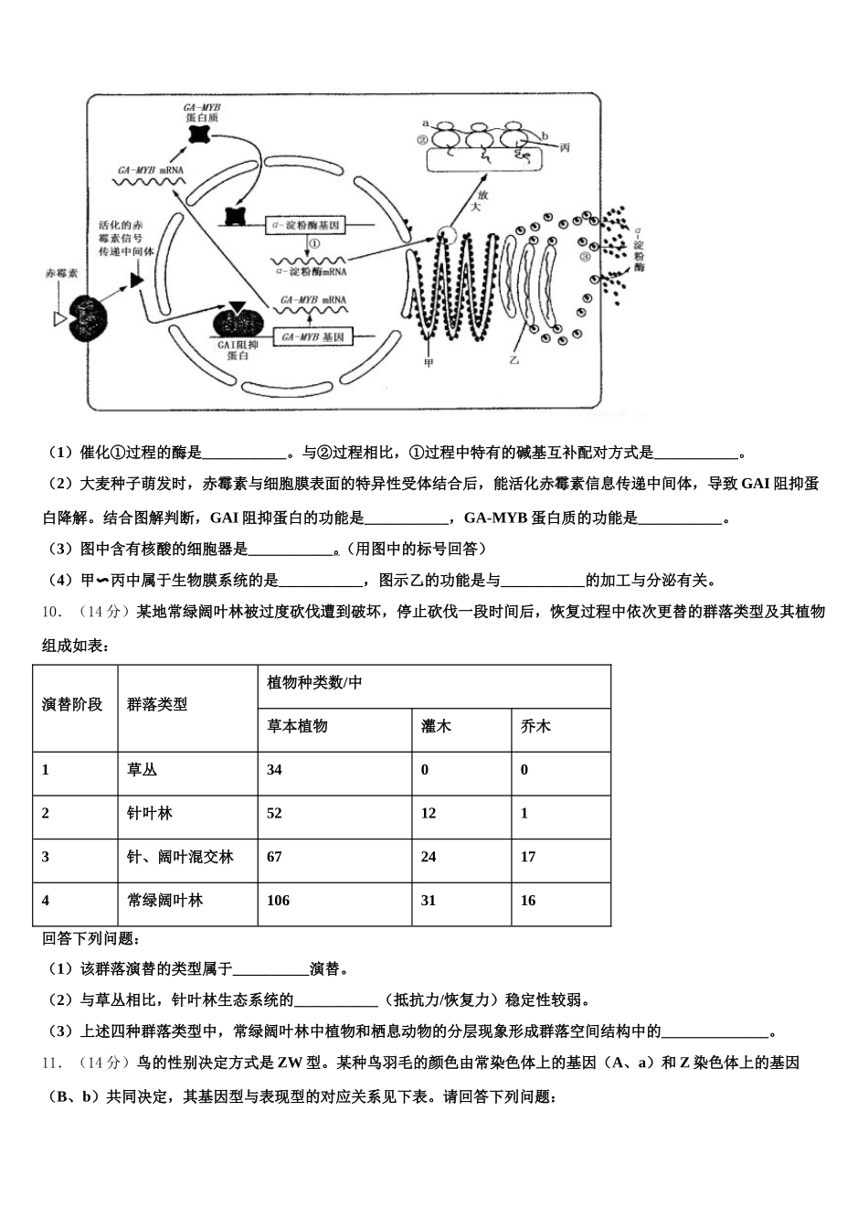 安徽省六安三校2025年生物高一下期末质量检测模拟试题含解析_第3页