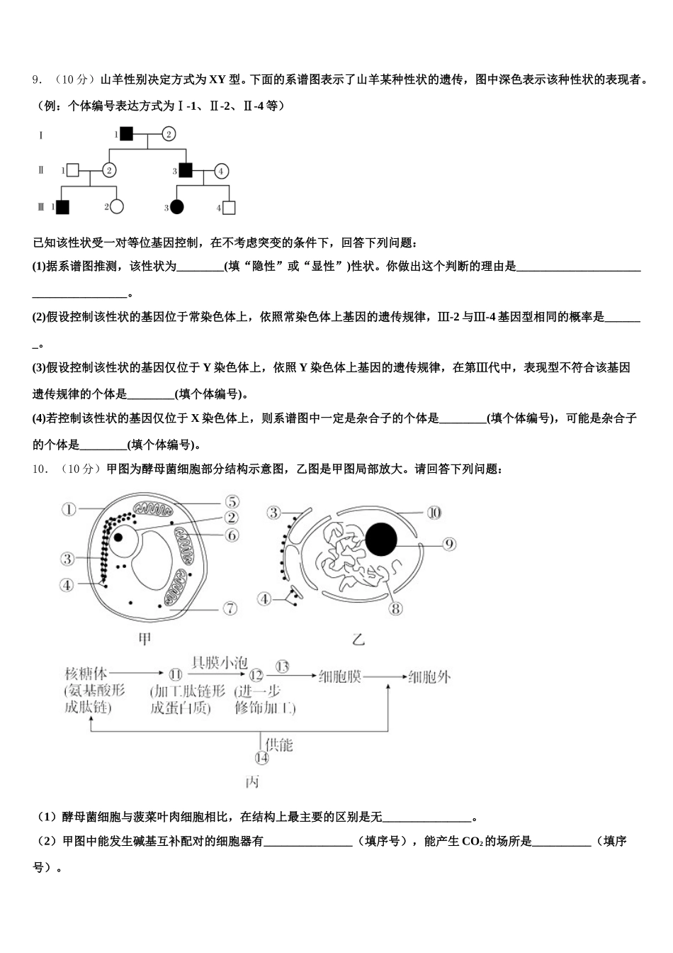 安徽省六安二中2025届生物高一第二学期期末调研模拟试题含解析_第3页