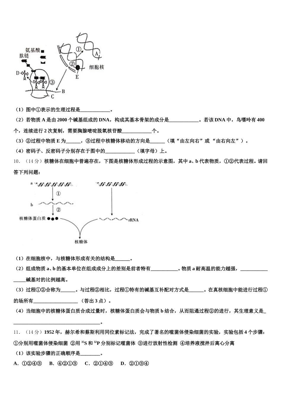 2025年安徽省砀山县二中高一生物第二学期期末达标检测模拟试题含解析_第3页