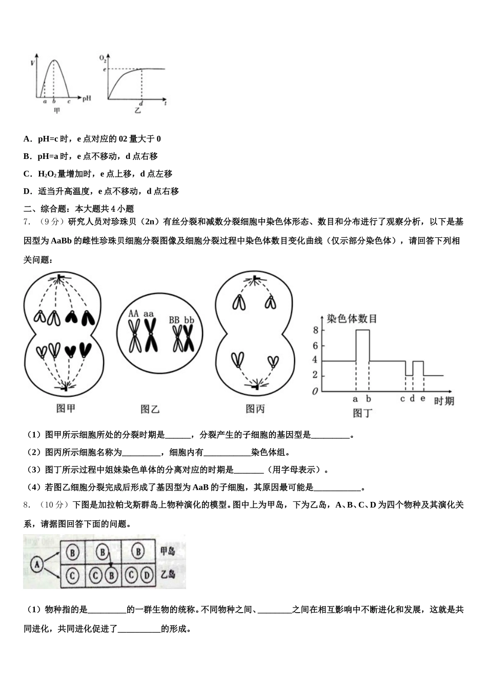 2025年安徽省安庆市第九中学生物高一下期末考试试题含解析_第2页