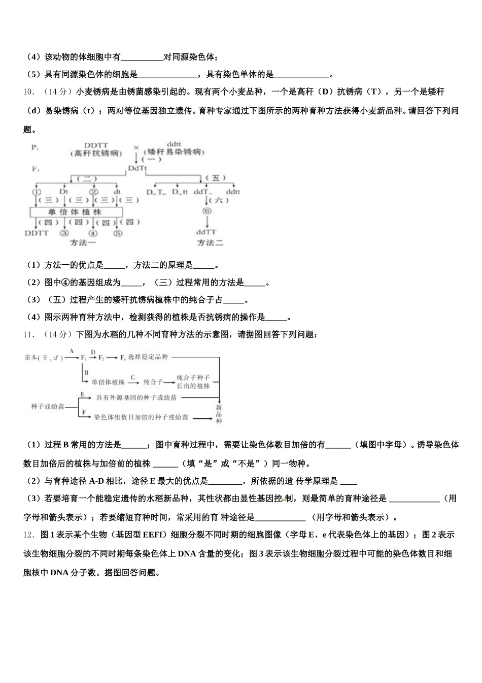 2025年安徽省阜阳市界首市高一生物第二学期期末学业质量监测试题含解析_第3页