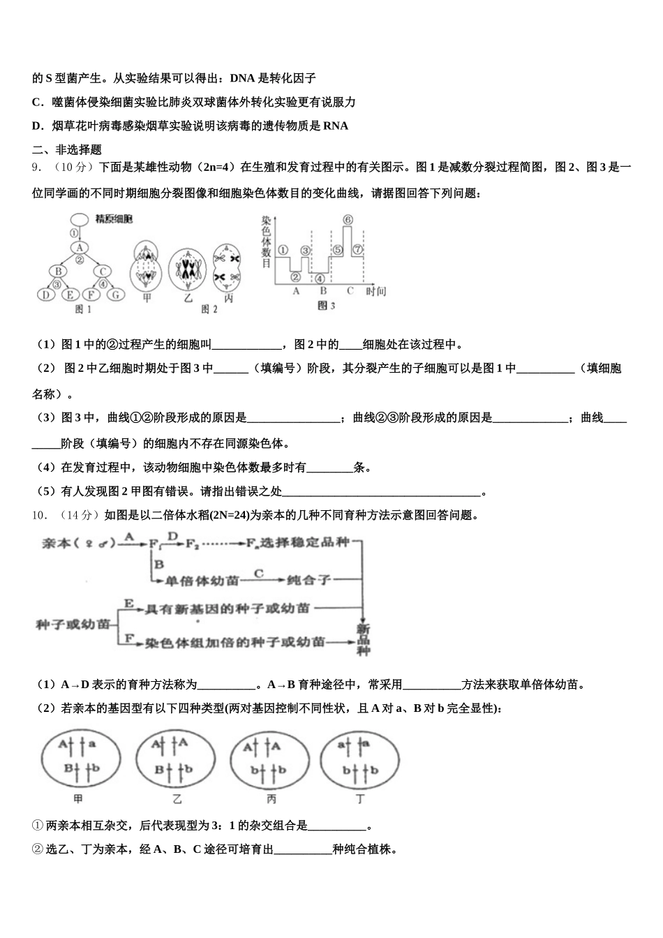 安徽省合肥新城高升学校2025年生物高一下期末联考试题含解析_第3页