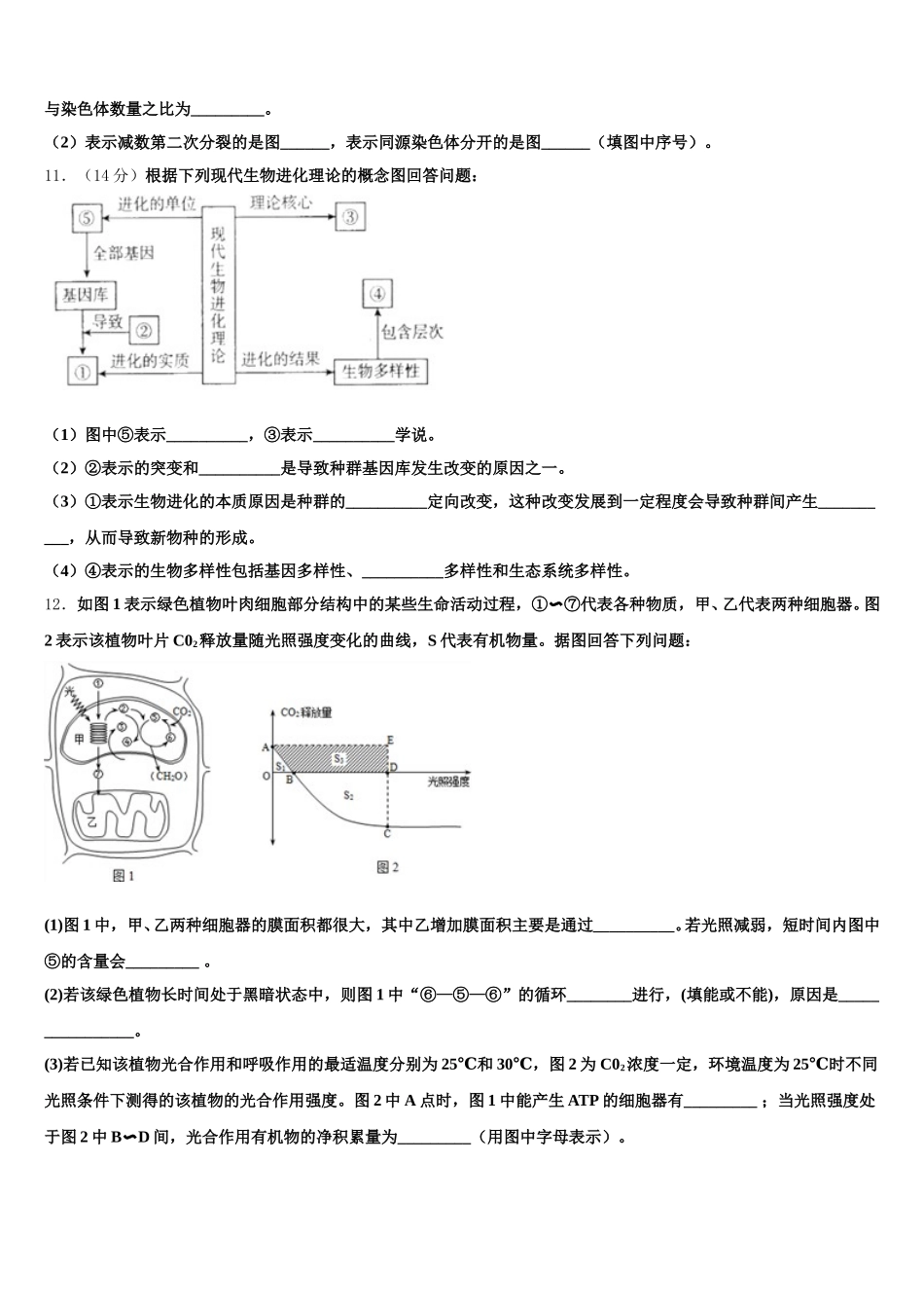 2025年安徽省宿州市泗县一中生物高一下期末调研模拟试题含解析_第3页