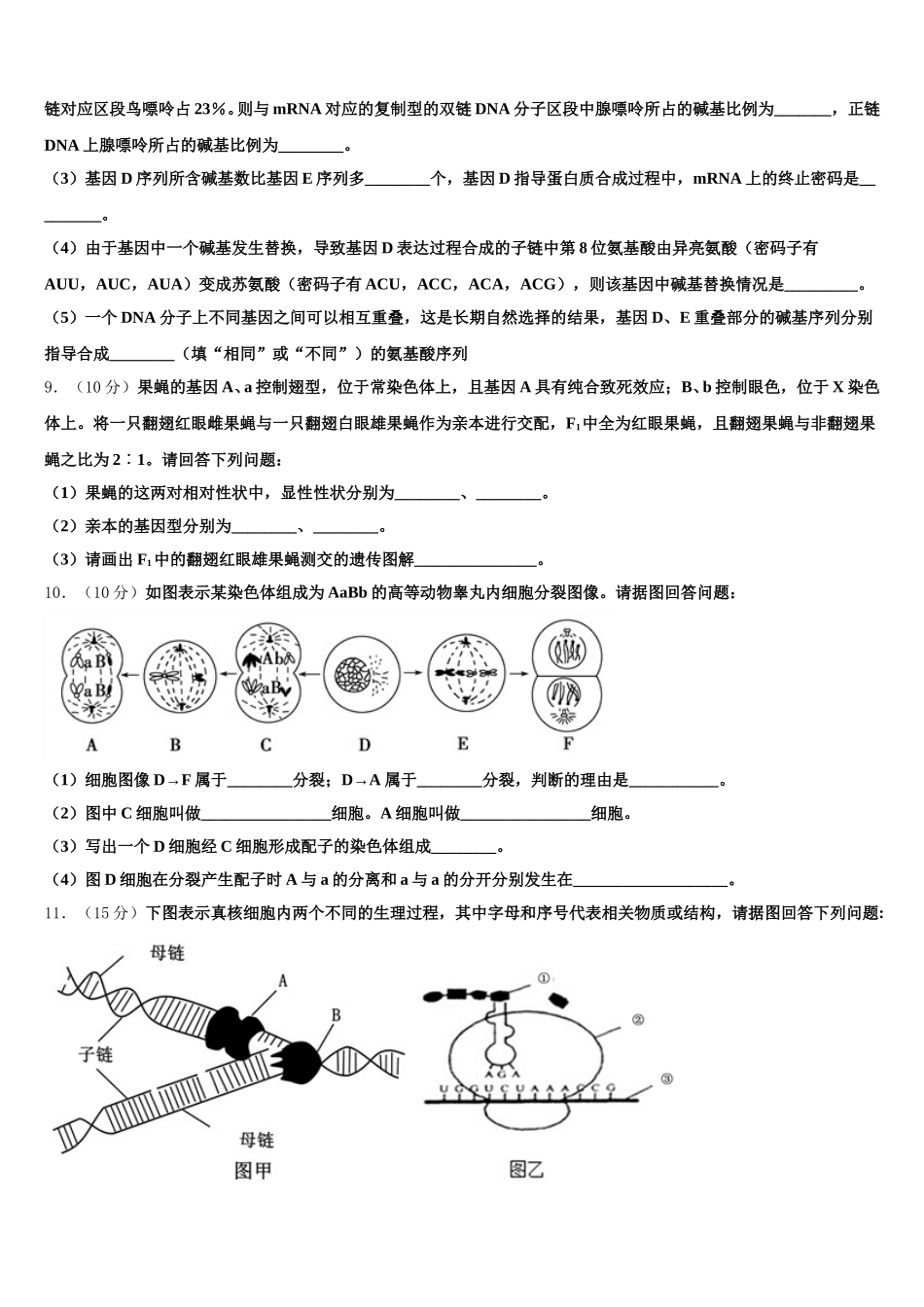 安徽省合肥市肥东二中2025届生物高一下期末统考模拟试题含解析_第3页