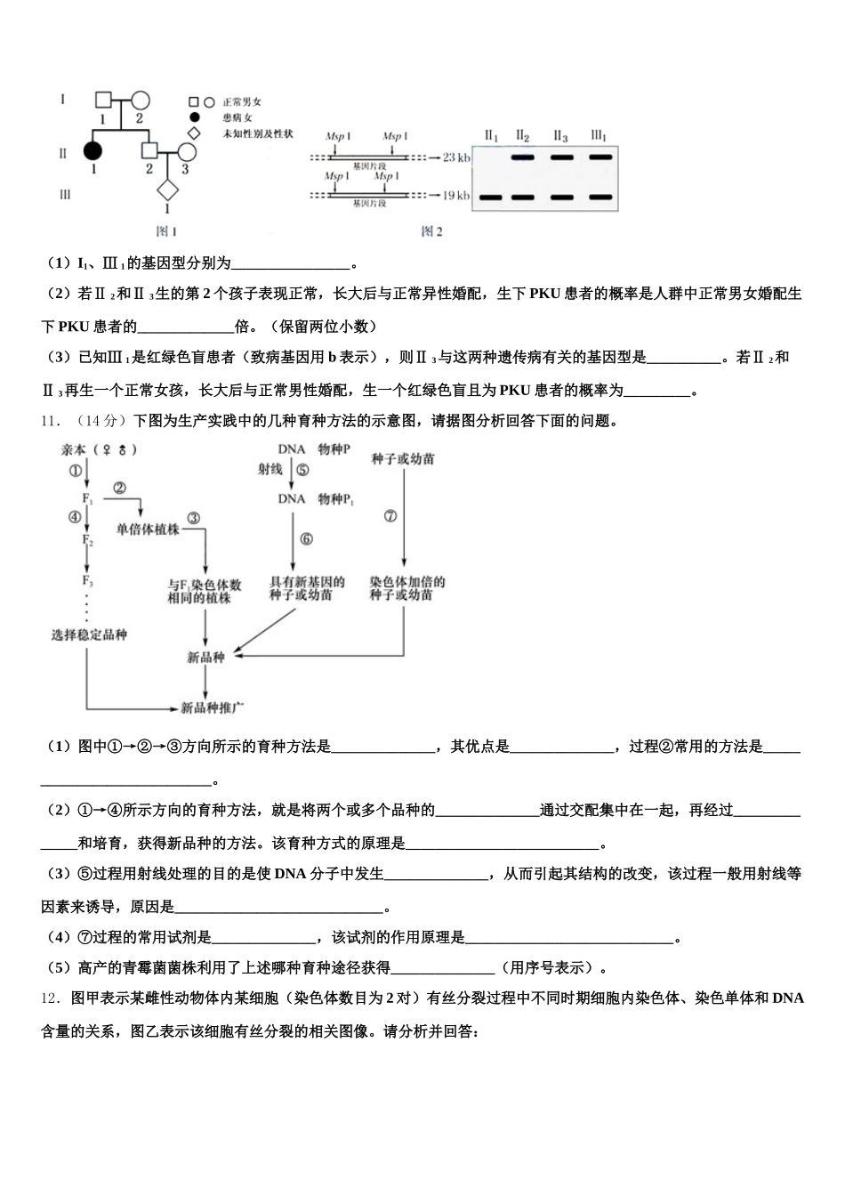 2024-2025学年安徽省屯溪第一中学高一生物第二学期期末达标检测模拟试题含解析_第3页