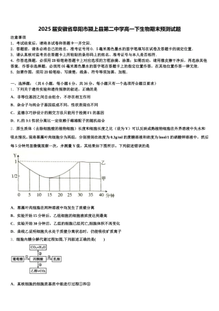 2025届安徽省阜阳市颍上县第二中学高一下生物期末预测试题含解析