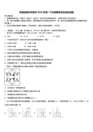 安徽省滁州市英华2025年高一下生物期末综合测试试题含解析