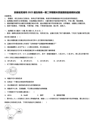 安徽省芜湖市2025届生物高一第二学期期末质量跟踪监视模拟试题含解析