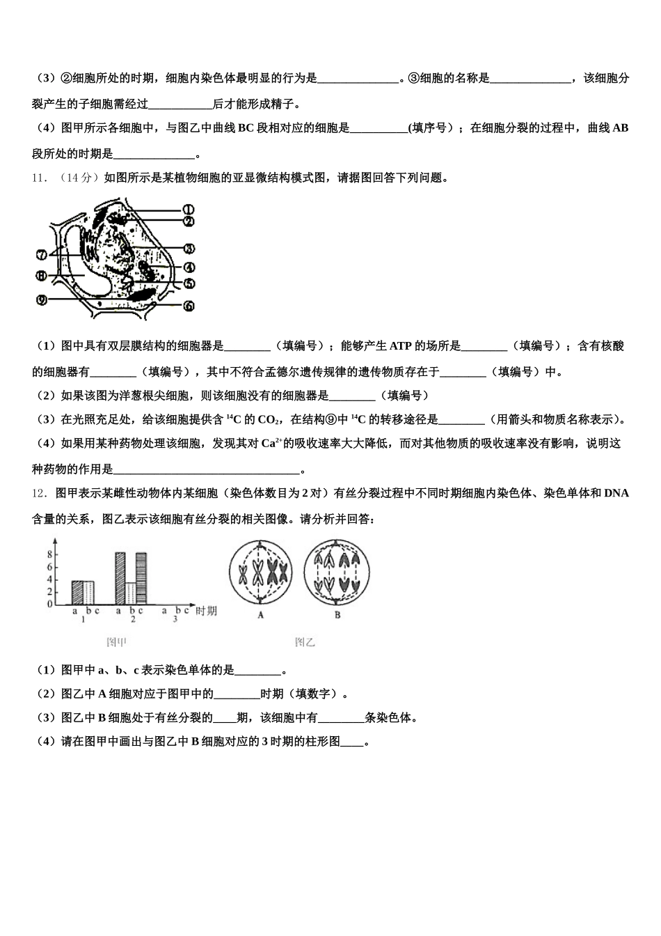 2025届安徽省定远县第二中学高一生物第二学期期末质量检测模拟试题含解析_第3页